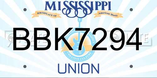 BBK7294 Mississippi License Plate