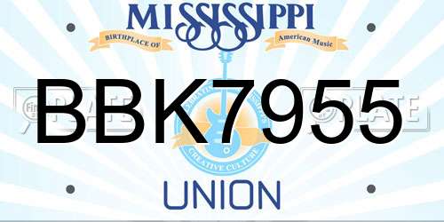 BBK7955 Mississippi License Plate