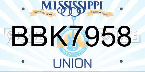 BBK7958 Mississippi License Plate