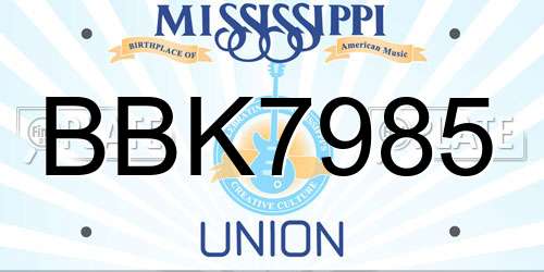 BBK7985 Mississippi License Plate
