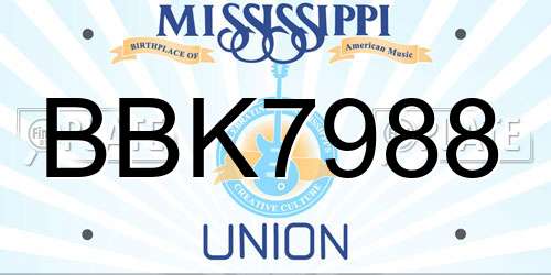 BBK7988 Mississippi License Plate