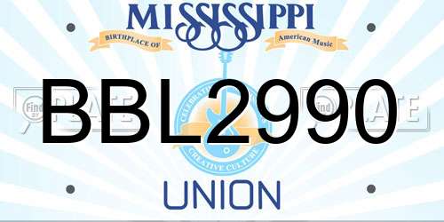 BBL2990 Mississippi License Plate