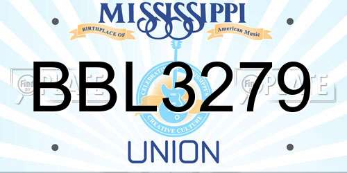BBL3279 Mississippi License Plate