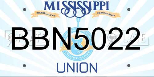 BBN5022 Mississippi License Plate