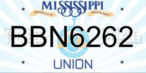BBN6262 Mississippi License Plate