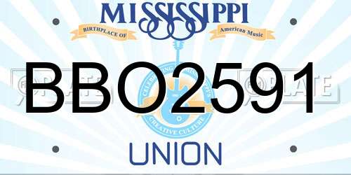 BBO2591 Mississippi License Plate