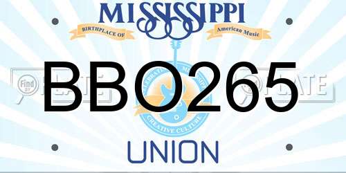 BBO265 Mississippi License Plate
