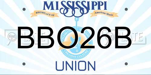 BBO26B Mississippi License Plate