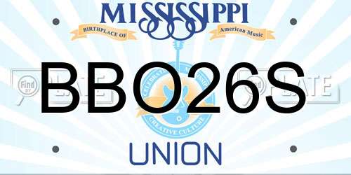 BBO26S Mississippi License Plate