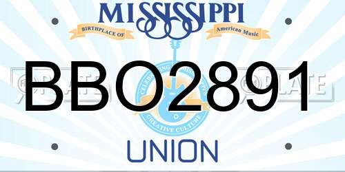BBO2891 Mississippi License Plate