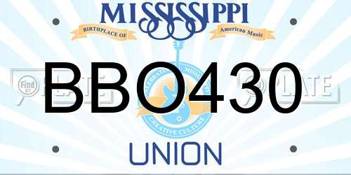 BBO430 Mississippi License Plate