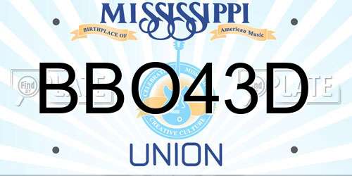 BBO43D Mississippi License Plate