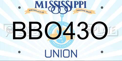 BBO43O Mississippi License Plate