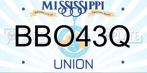 BBO43Q Mississippi License Plate