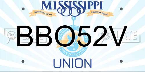 BBO52V Mississippi License Plate
