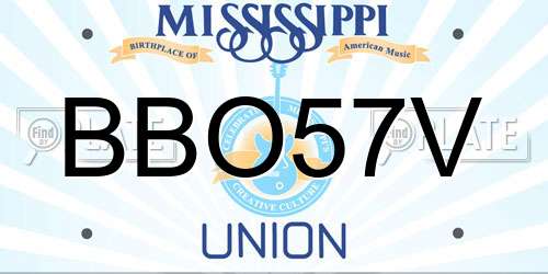 BBO57V Mississippi License Plate