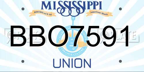 BBO7591 Mississippi License Plate