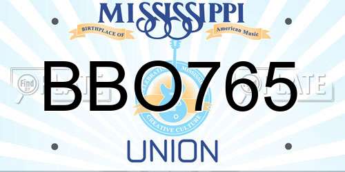 BBO765 Mississippi License Plate