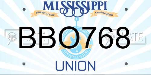 BBO768 Mississippi License Plate