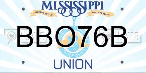 BBO76B Mississippi License Plate