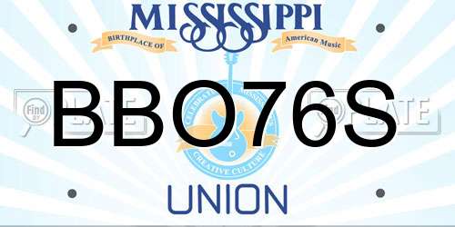 BBO76S Mississippi License Plate