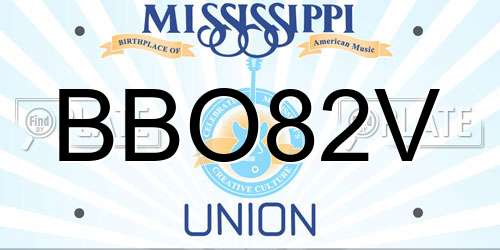 BBO82V Mississippi License Plate