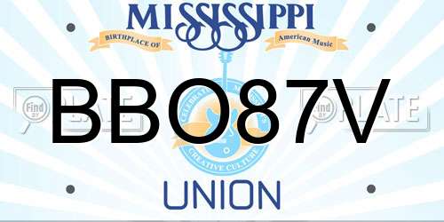 BBO87V Mississippi License Plate