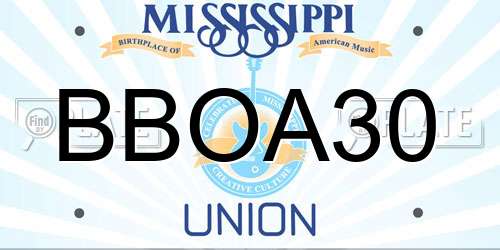 BBOA30 Mississippi License Plate