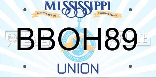 BBOH89 Mississippi License Plate