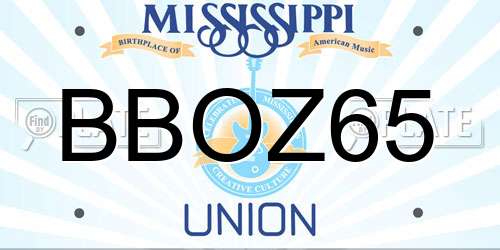 BBOZ65 Mississippi License Plate