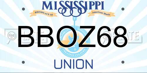 BBOZ68 Mississippi License Plate