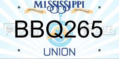 BBQ265 Mississippi License Plate