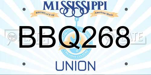BBQ268 Mississippi License Plate