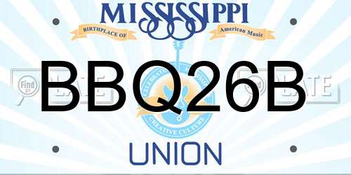 BBQ26B Mississippi License Plate