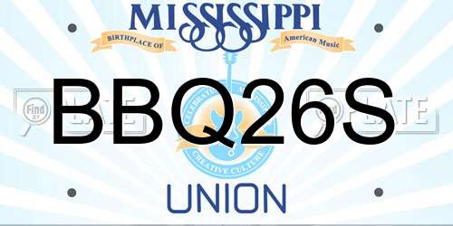 BBQ26S Mississippi License Plate