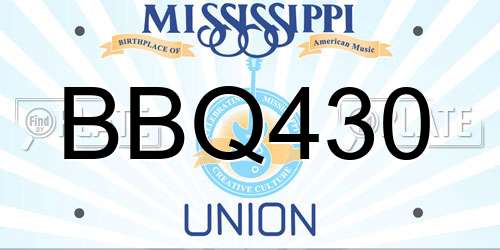 BBQ430 Mississippi License Plate