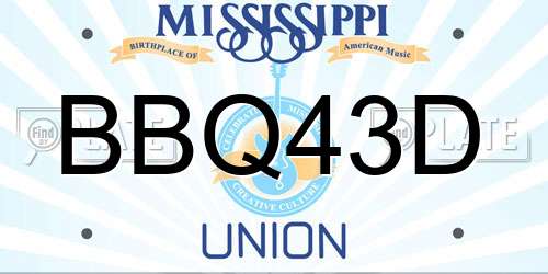 BBQ43D Mississippi License Plate