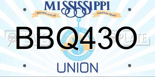 BBQ43O Mississippi License Plate