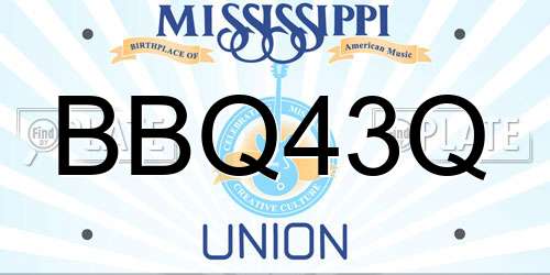 BBQ43Q Mississippi License Plate