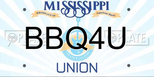 BBQ4U Mississippi License Plate