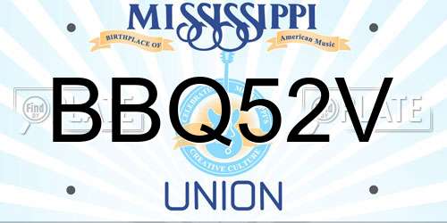 BBQ52V Mississippi License Plate
