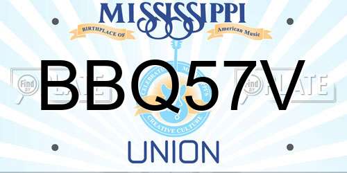 BBQ57V Mississippi License Plate