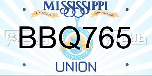 BBQ765 Mississippi License Plate