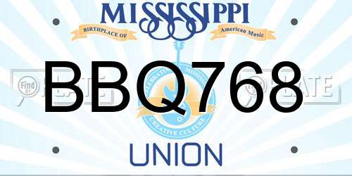 BBQ768 Mississippi License Plate