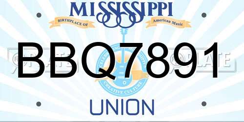 BBQ7891 Mississippi License Plate
