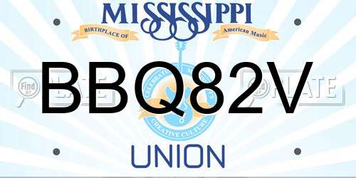 BBQ82V Mississippi License Plate