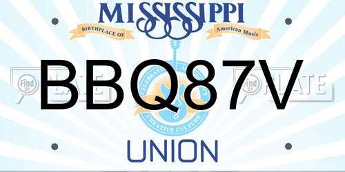 BBQ87V Mississippi License Plate