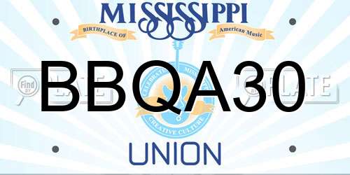 BBQA30 Mississippi License Plate
