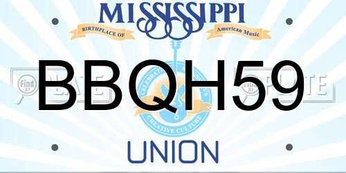 BBQH59 Mississippi License Plate