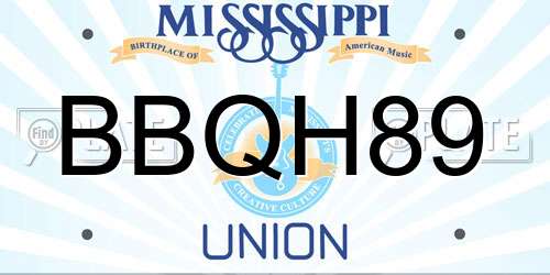 BBQH89 Mississippi License Plate